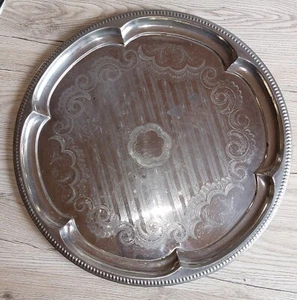 Alter Servierteller Servierplatte rund 40cm Edelstahl - Bild 1 von 9