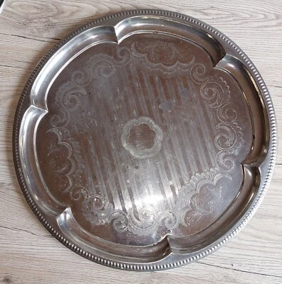 Alter Servierteller Servierplatte rund 40cm Edelstahl - Bild 1 von 4