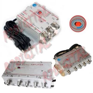 AMPLIFICATORE ANTENNA SEGNALE 4 TV DVB-T DVB-T2 DIGITALE TERRESTRE SDOPPIATORE - Picture 1 of 3
