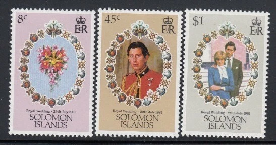 SOLOMON ISLANDS 查尔斯王子和戴安娜·斯宾塞夫人的皇家婚礼全新邮票套装 — 第 1/1 张图片