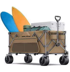 440Lbs Collapsible Wagon Cart,Beach Wagon with Big Wheels,Utility Wagons with We - Picture 1 of 7