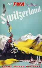 buy art posters 1952 Switzerland TWA  retro travel poster