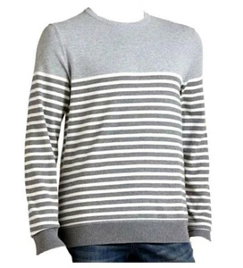 Sonoma Mens Sweater Classic Fit Crew Neck Pullover Gray Stripe Long Sleeves - Picture 1 of 3