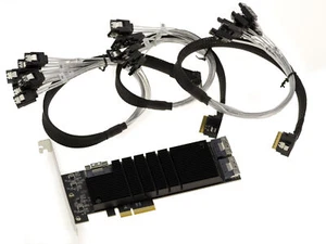 Controller Card Pcie 3.1 4x With 24 Ports SATA 6G. Chipset JMB575 With Cords - Picture 1 of 3