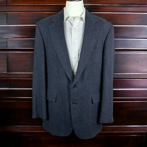 Vintage Evan Picone Sport Coat Blazer Mens 44L Blue Herringbone Tweed - Picture 1 of 10