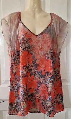 HUGO BOSS ORANGE floral silk top, size 10 - Image 1 of 4