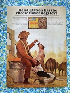 Ken-L-Ration Hamburger Aromatizzato Formaggio Cibo per Cani Vintage 1973 Stampa Pubblicità - Foto 1 di 7