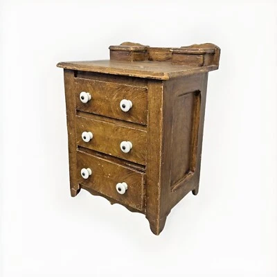 ANTIQUE paint decorated miniature chest of drawers folk art primitive 1870s  pa - Image 1 of 4