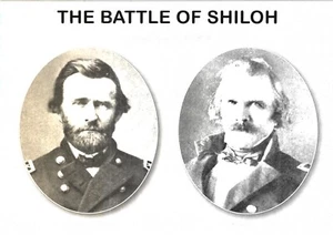 Tennessee Chrome Postcard Shiloh Battle General Grant and Johnston Civil War - Picture 1 of 2
