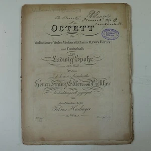 LOUIS SPOHR octeto op.32, antiguo conjunto de piezas alrededor de 1820 - Imagen 1 de 2