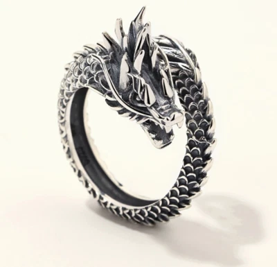Anillo Ajustable Dragón Retro Vintage Plata Tibetana Mujeres Hombres Talla 7 Regalo TH5 Foto 1 de 4