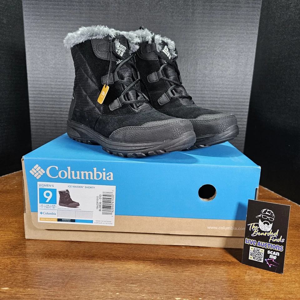 Columbia Women's Ice Maiden Shorty Winter Boot Waterproof Black Size 9.0 E9k9