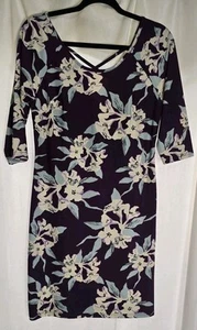 Axyeh gebrauchtes ärmelloses Damen-Etuikleid lila Blumen klein - Bild 1 von 7