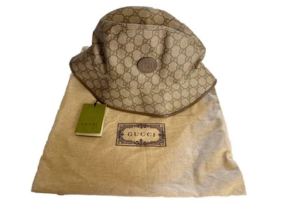 New Gucci Apple Supreme Fedora Bucket Hat Beige Ebony Pablo Delcielo Headwear - Image 1 of 4