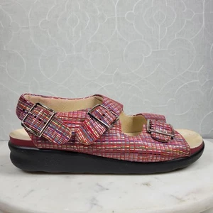 SAS Relaxed Rainbow Sandals Womens 7 Red Leather Open Toe Casual Slingback Strap - Picture 1 of 18