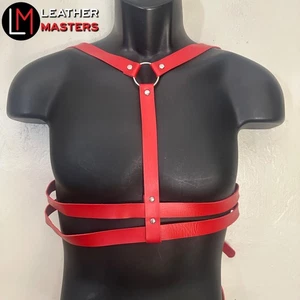 Arnés Leather Masters Rojo 28-38" pecho ajustable 3/8" correas anchas ligeramente usado - Imagen 1 de 2