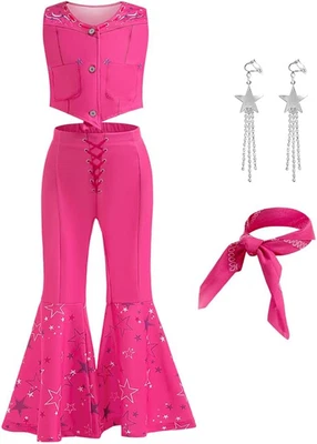 Pink Costume for Girls Cowgirl Costume Dress Kids Disco Outfits Movie Dress up H - Image 1 of 4