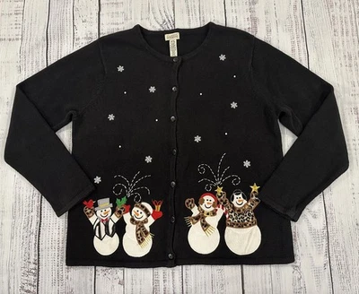 Cardigã feminino vintage clássico elementos bordado inverno Natal grande - Imagem 1 de 4