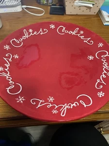 HALLMARK HOLIDAY COOKIE PLATTER 1LPR1504 - 14.5" RED SNOWFLAKE  Vintage Free Shp - Picture 1 of 14