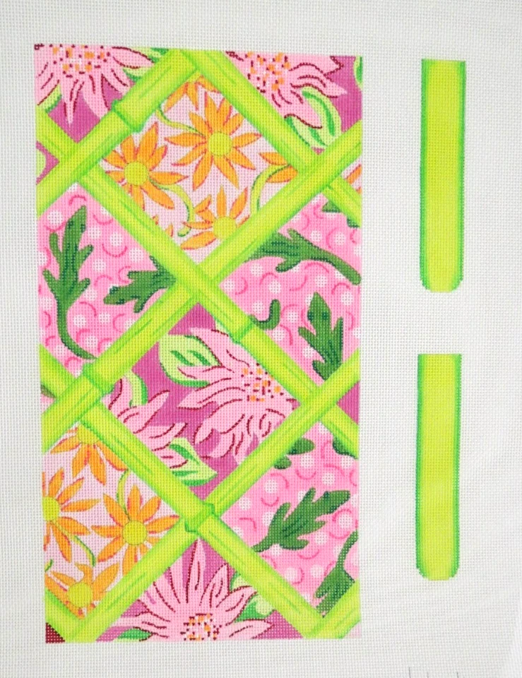 Kate Dickerson Lilly Clutch Bag with Side Panels Handpainted Needlepoint Canvas - Image 1 of 1