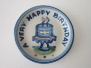 MA HADLEY Cerámica DOS VELAS PASTEL DE CUMPLEAÑOS 4" Baratija Plato MONTAÑA RUSA Gres - Imagen 1 de 2
