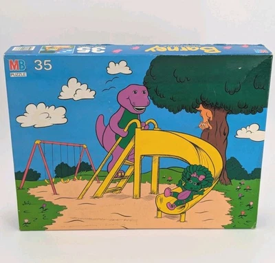Rompecabezas vintage 1993 Barney & Baby Bop patio de recreo Milton Bradley 35 piezas 4360-3 Foto 1 de 4