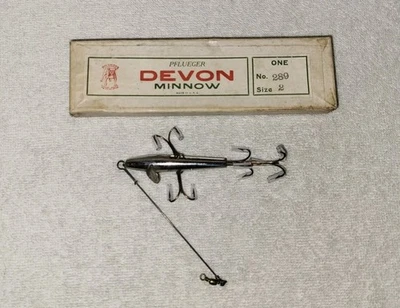 Antiguo señuelo de pesca Pflueger Breakless Devon Minnow 289 con caja blanca Foto 1 de 4