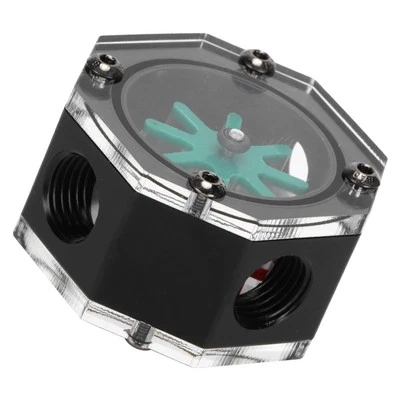 Wasserdurchflussmesser Transparent Acryl Achteckig Metall Computer Wasserge NTS - Bild 1 von 4