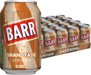 24 x 330ml Barr Shandyade Fizzy Soft Drink Cans No Sugar Non-Alcoholic - Picture 1 of 4