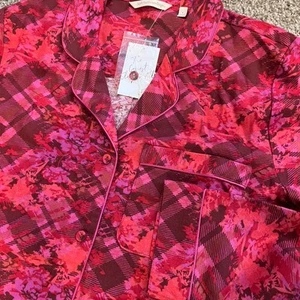 Soft Surroundings Pajama Set L Geometric Floral Flannel Quiet Luxury Cozy NWT! - Picture 1 of 17