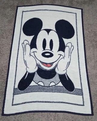 Manta Biederlack Vintage Disney Mickey Mouse 57x38" Blanco Azul Foto 1 de 4