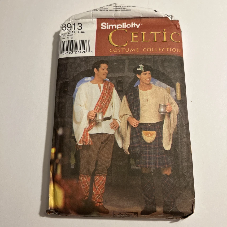 Simplicity Pattern 8913 Celtic Costume for Halloween Mens Size 42 to 48