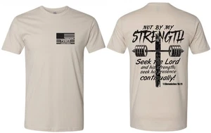 Men's Christian Tshirt Not By My Strength 1st Chronicles Jesus Inspirational Tee - Picture 1 of 10