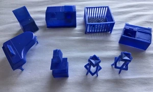 Vintage Superior Plastic Dollhouse Furniture Lot of 8 Blue - Picture 1 of 20