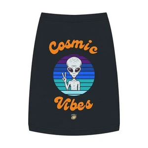 Cosmic Vibes Pet Tank Top - Alien Pet Apparel, Hundeshirt, UFO, Weltraum, Hund, Retro - Bild 1 von 7