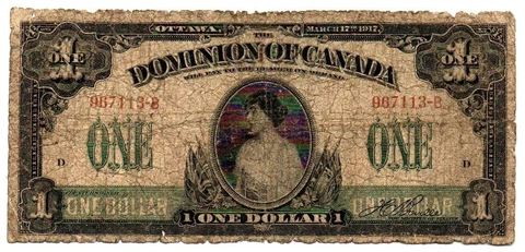 1917 Dominion of CANADA ONE Dollar $1 Cover