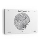 Wandbilder 120x80cm Leinwandbild Karte Barcelona Spanien XXL Bilder Wanddeko