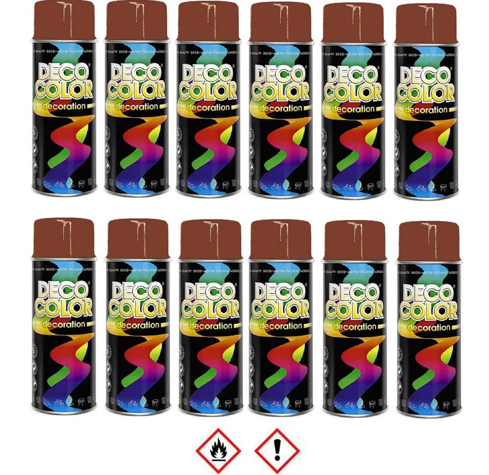DECO COLOR 12er Sparpack 400ml Lackspray Sprühlack Sprühfarbe Lack Farbe wählbar - Bild 1 von 1
