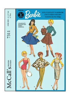 Reproduziert McCalls 7311 - Barbie, Midge und Ken Puppe Kleidung Nähmuster - Bild 1 von 2