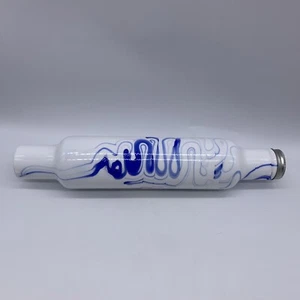 Spilla a rullo vintage in vetro soffiato a mano 14" x 3" blu e bianco - Foto 1 di 12