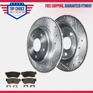 284mm Rear Drilled Slotted Rotors + Ceramic Brake Pads for Hyundai Sonata Azera - Picture 1 of 4
