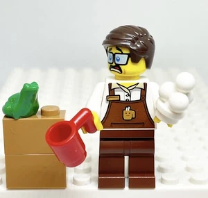 Lego Barista Coffee Guy With Frog BAM Costume Minifigure New - Picture 1 of 8