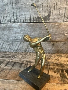 Vtg Brass Male Golfer On Marble Base Statue Trophy 10 Inches Tall - Bild 1 von 10