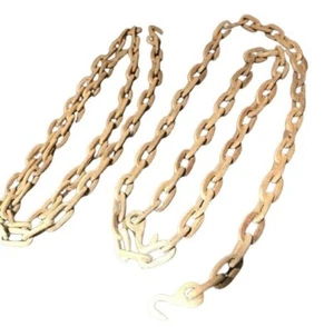 2 x 39" Vintage WOODEN CHAIN Rare Carved Wood Folk Art Sculpture Carving - Picture 1 of 11