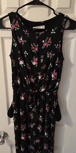 Abercrombie Kids Pants Romper Girl’s Size 13/14 Floral Black Pockets Pre-owned - Picture 1 of 7