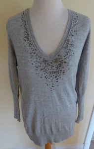 EILEEN FISHER SOFT GRAY COTTON/CASHMERE HOLIDAY BANGLES LONG PULL SWEATER LN S - Picture 1 of 1