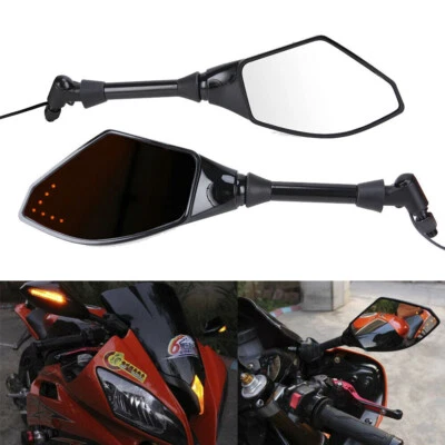 Espejos retrovisores laterales con señal de giro LED para motocicleta Honda Bobber Street Bike Foto 1 de 4