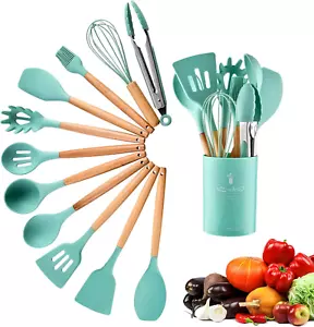 12Pcs Silicone Cooking Utensil Set,Bpa Free Non-Stick Silicone Cooking Kitchen U - Picture 1 of 7