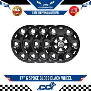 New 17" 6 Spoke Gloss Black Wheel Skins Set/4 Fits 2015-2024 Nissan Titan - Picture 1 of 2