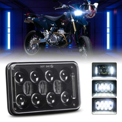 Para Suzuki DRZ400SM DRZ400E Motor 4x6" Faro LED Alto-Lo Viga Sellada Negro H4 Foto 1 de 4